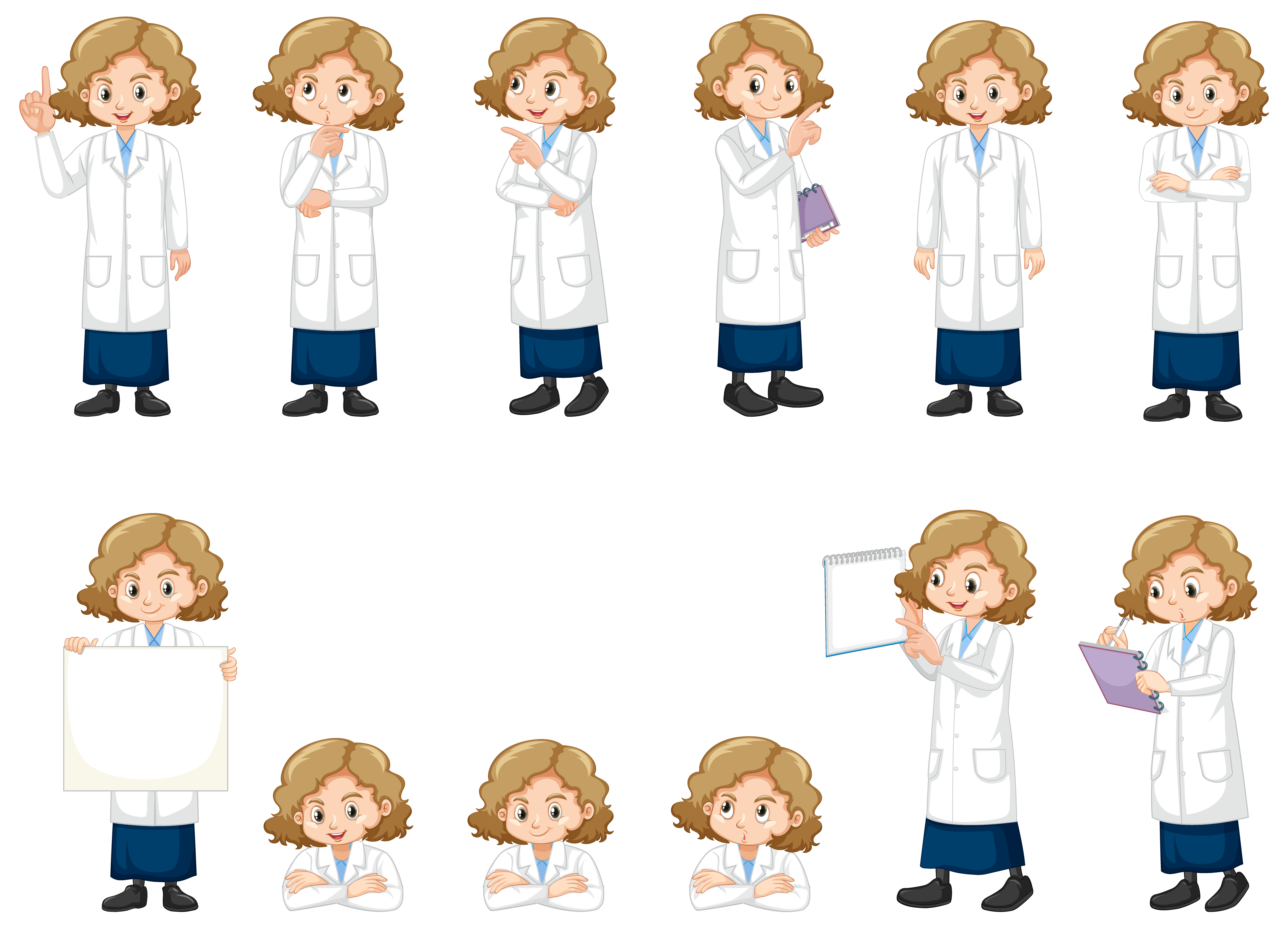 Set of girl in lab gown 1176865 Vector Art at Vecteezy