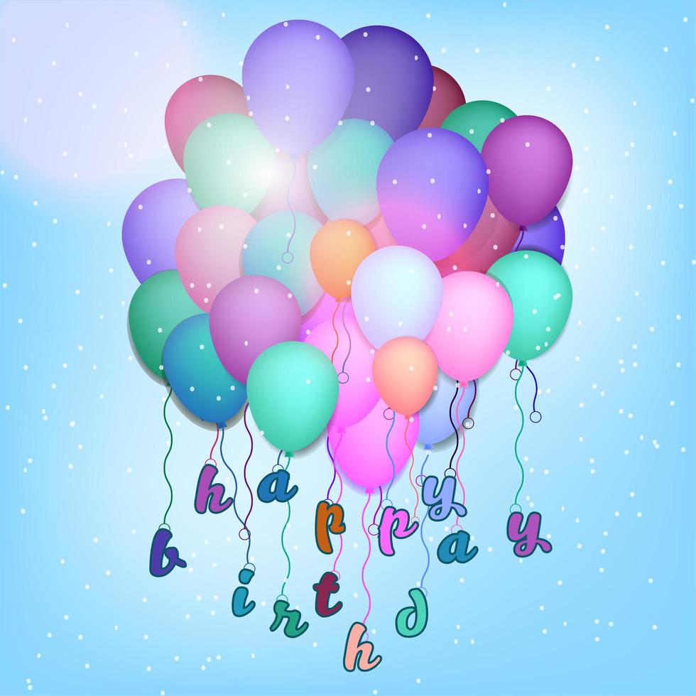 feliz cumpleaños saludo con globos vector