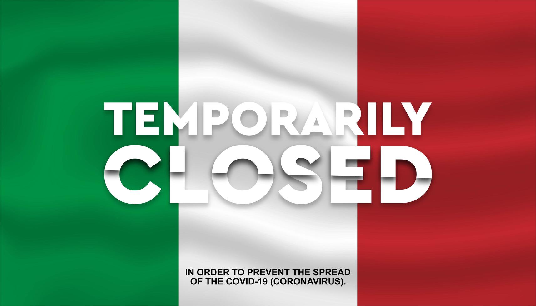 Italia Flag Temporarily Closed vector