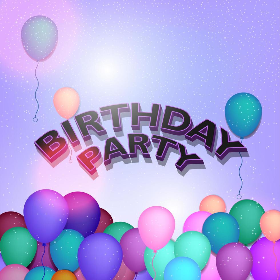 ''Birthday Party'' with Balloons and Confetti vector