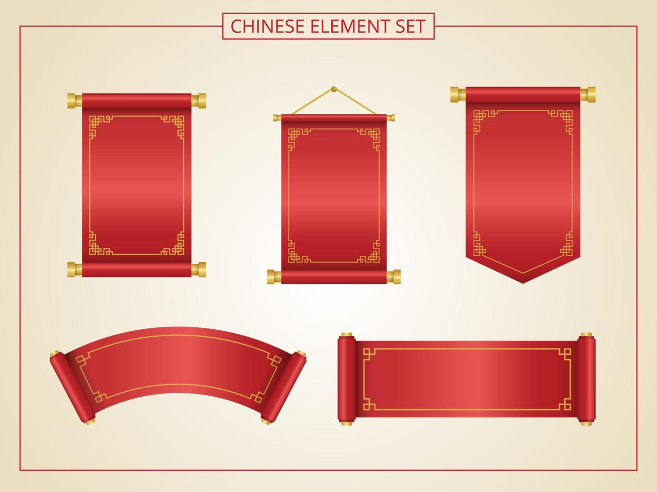 Chinese scroll with red color in papercut style vector