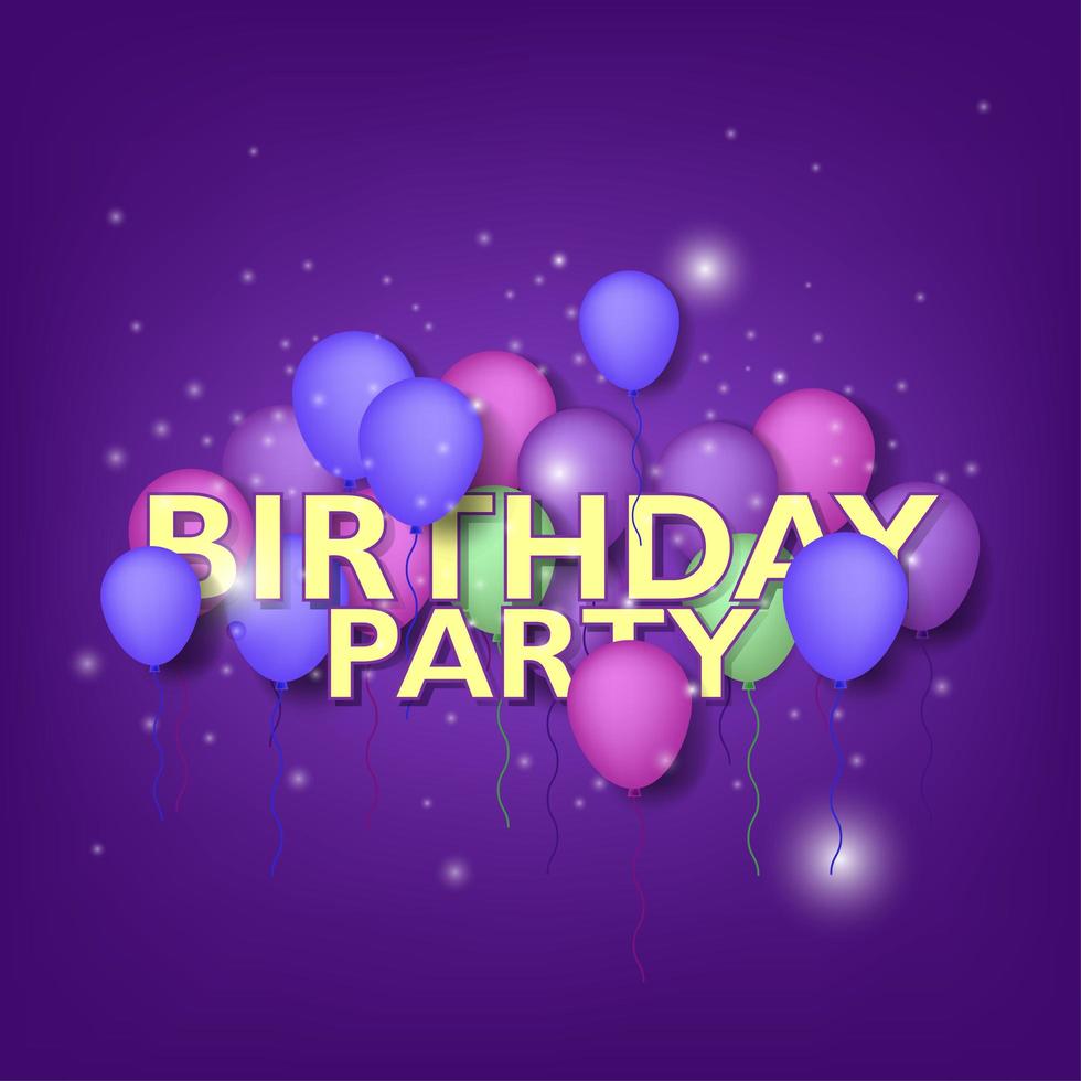 ''Birthday Party'' with Purple, Blue Balloons vector