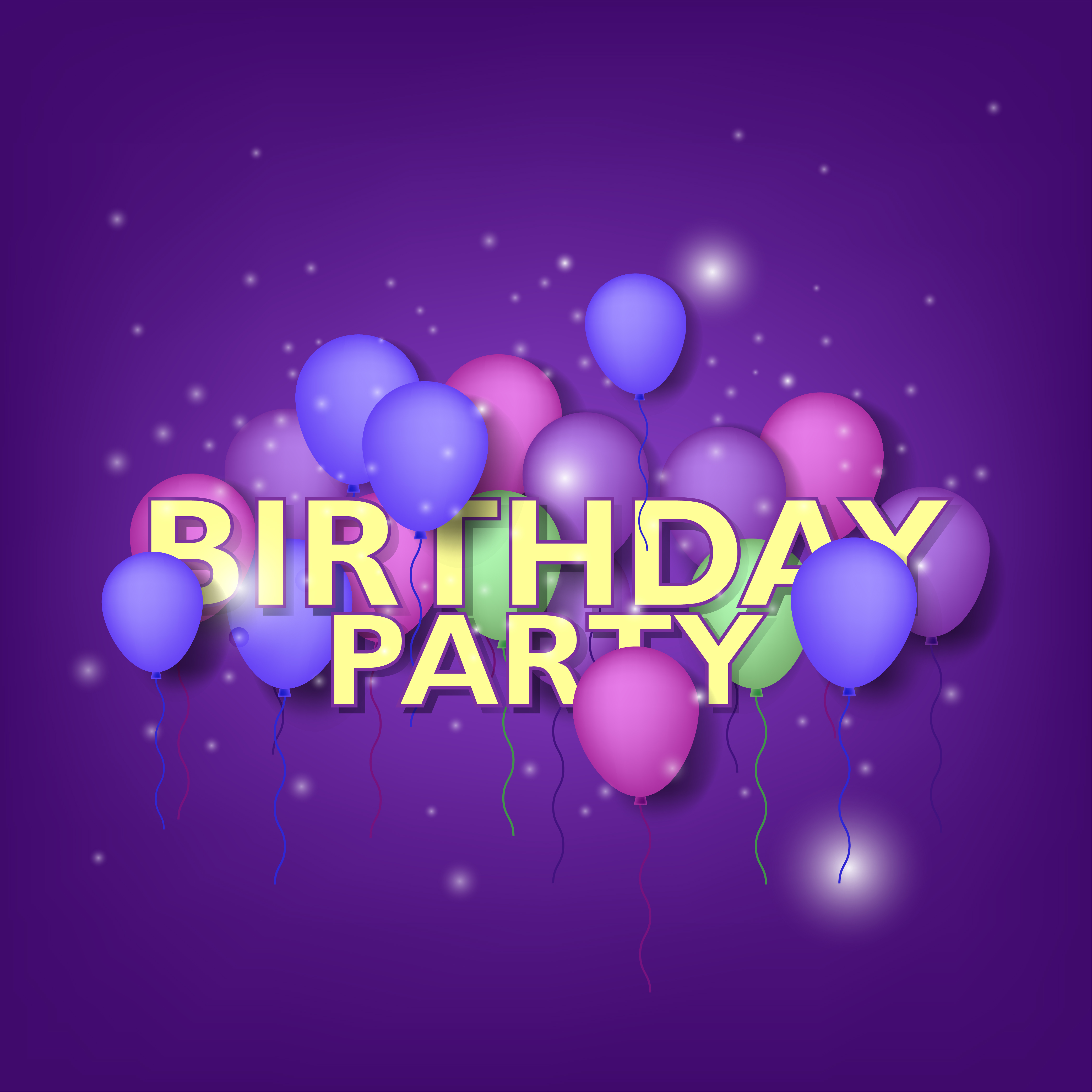 ''Birthday Party'' with Purple, Blue Balloons 1176883 Vector Art at