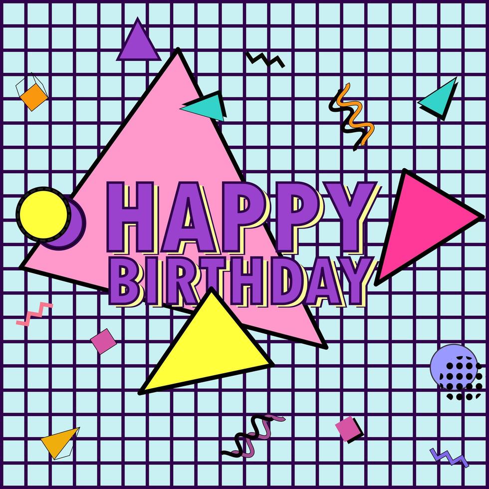 Memphis ''Happy Birthday'' vector