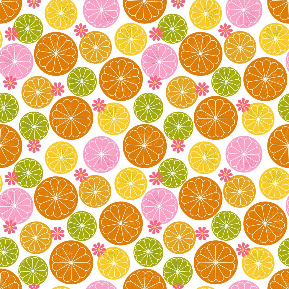 Retro citrus floral seamless pattern vector