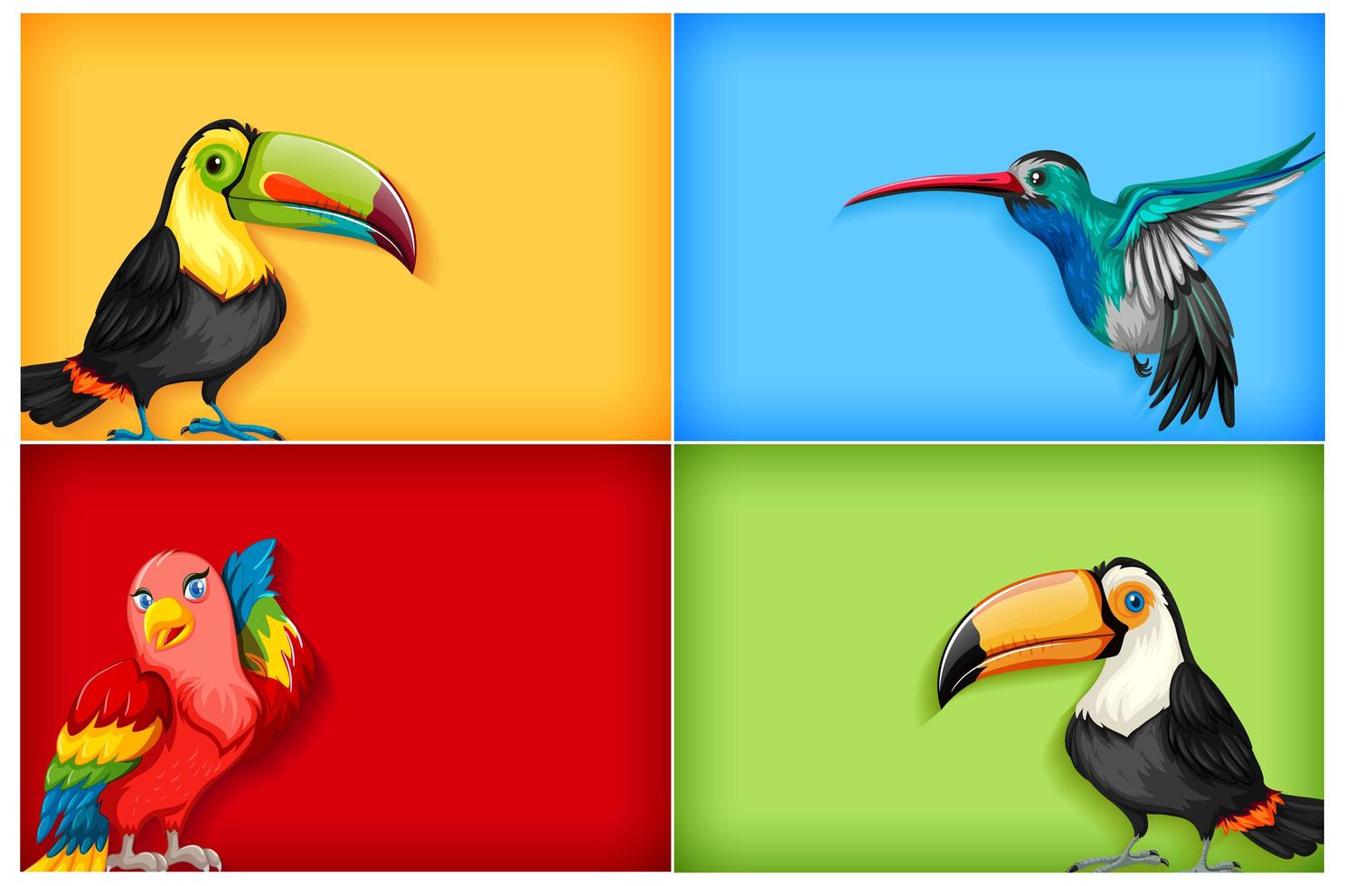 pájaros salvajes en fondo coloreado vector