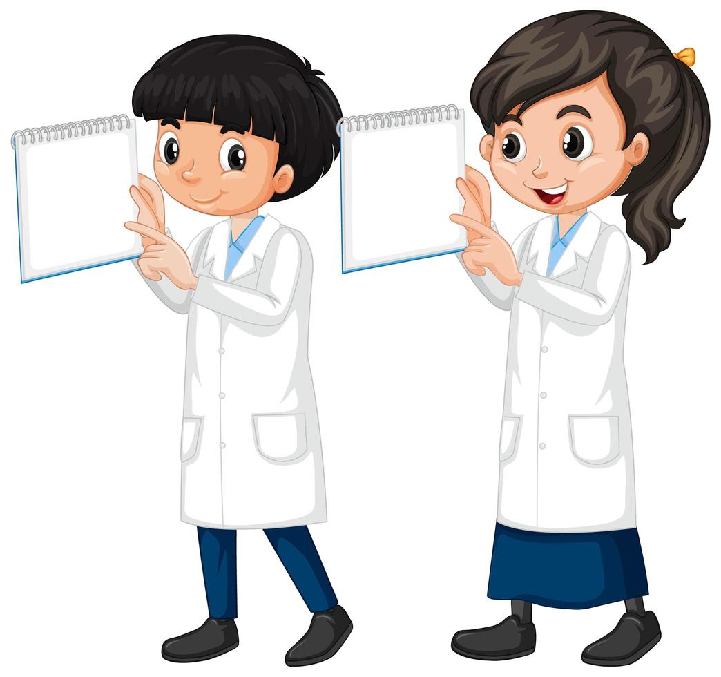 Boy and girl in science gown vector