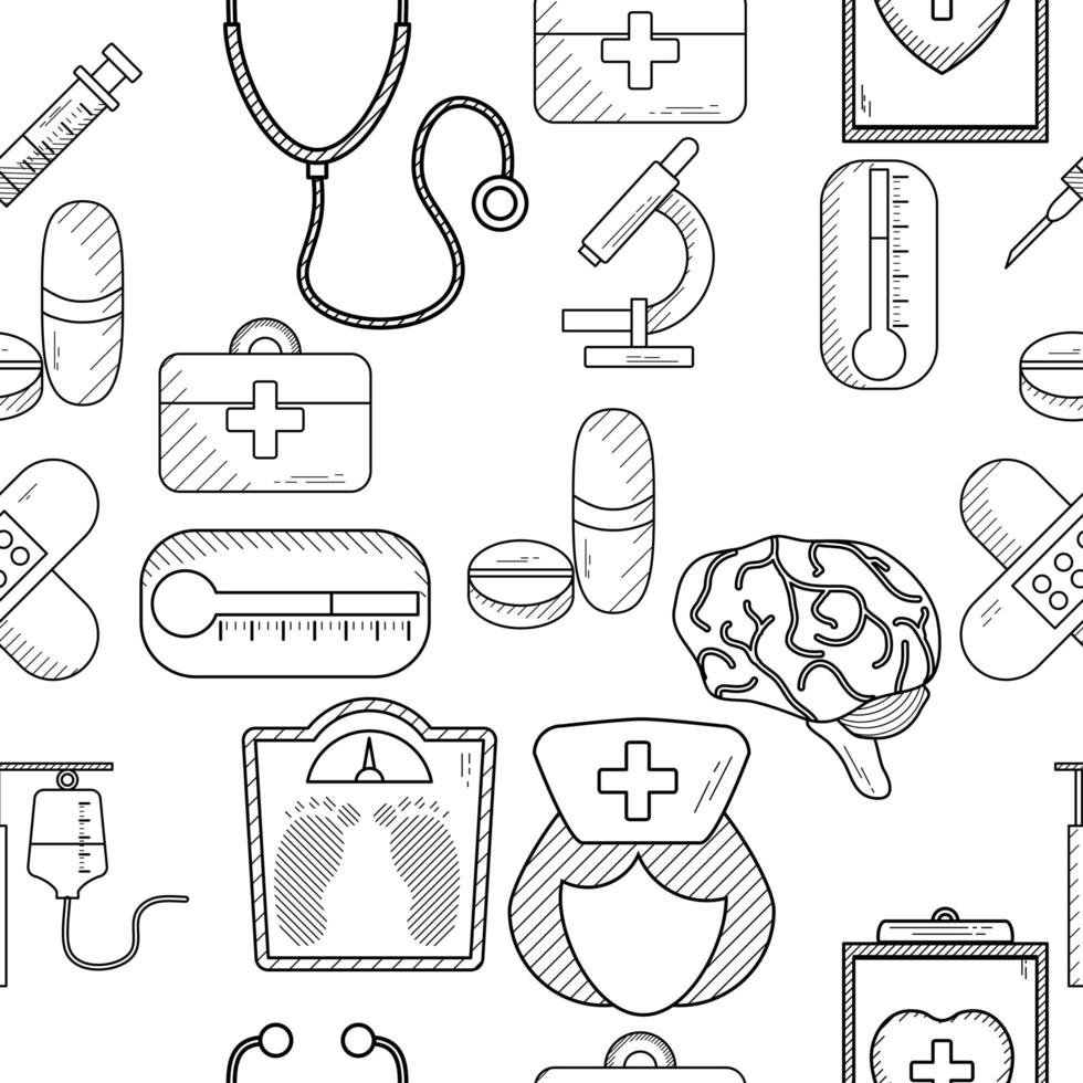 Seamless Medical Outline Pattern vector