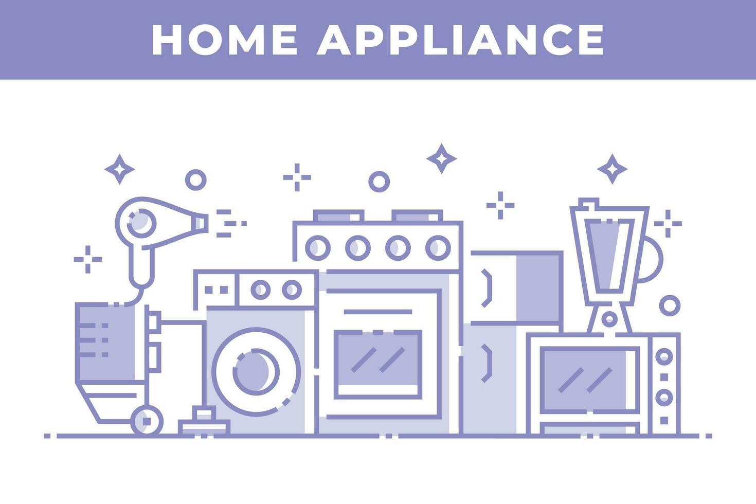 diseño lineal de electrodomésticos vector