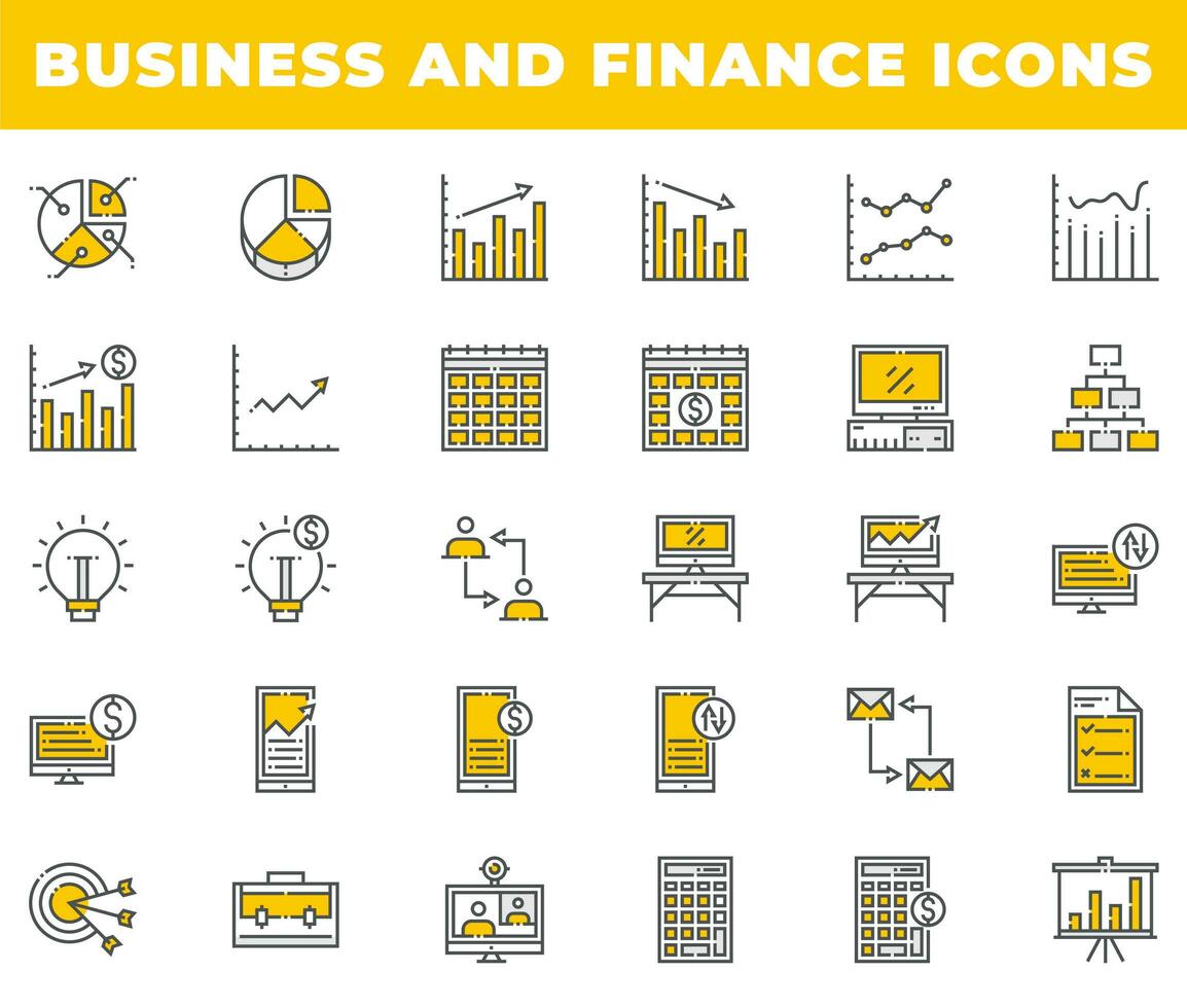 iconos de negocios y finanzas de colores vector
