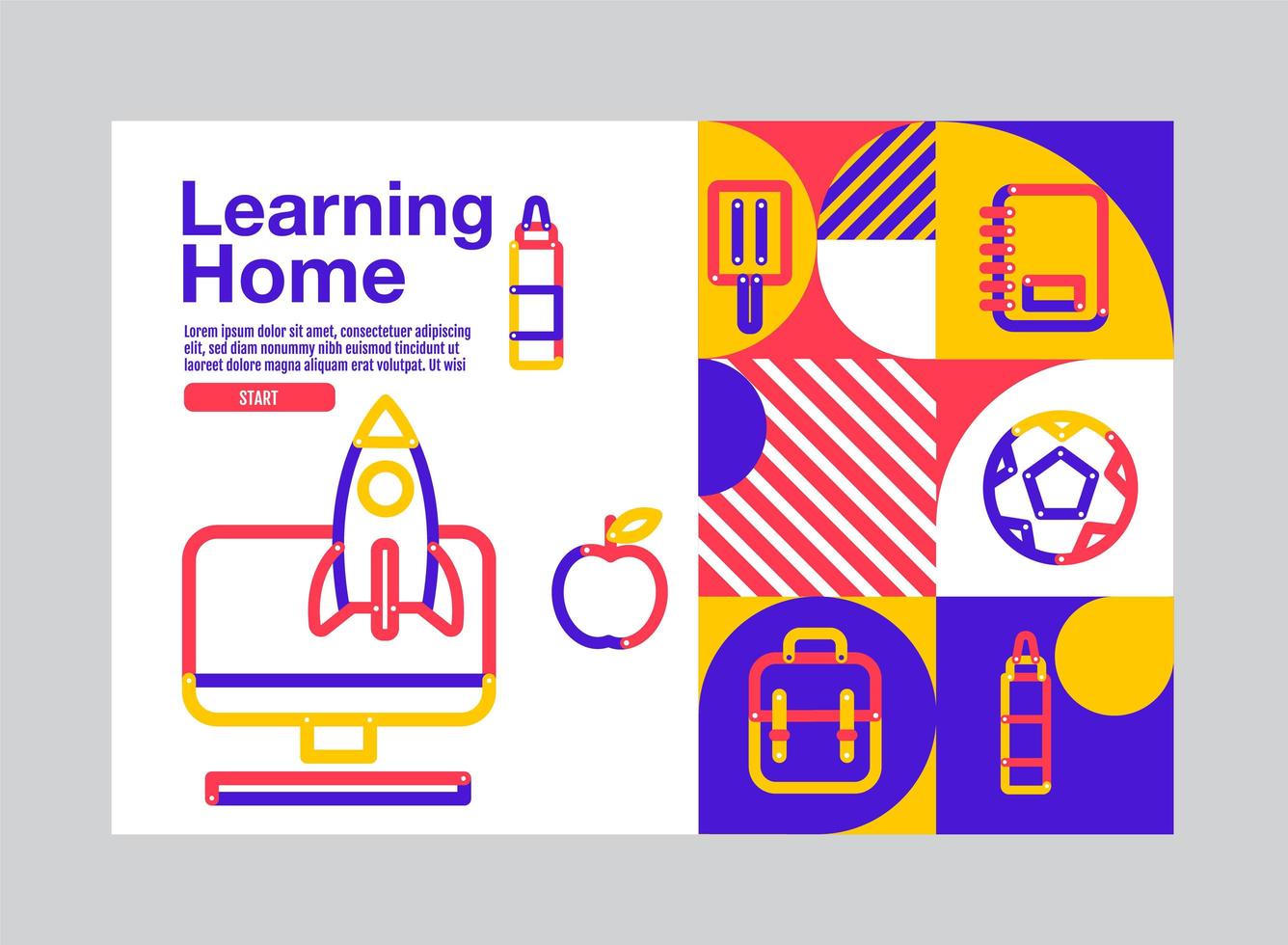 Vibrant Stroke Style Learning Home Education Template vector