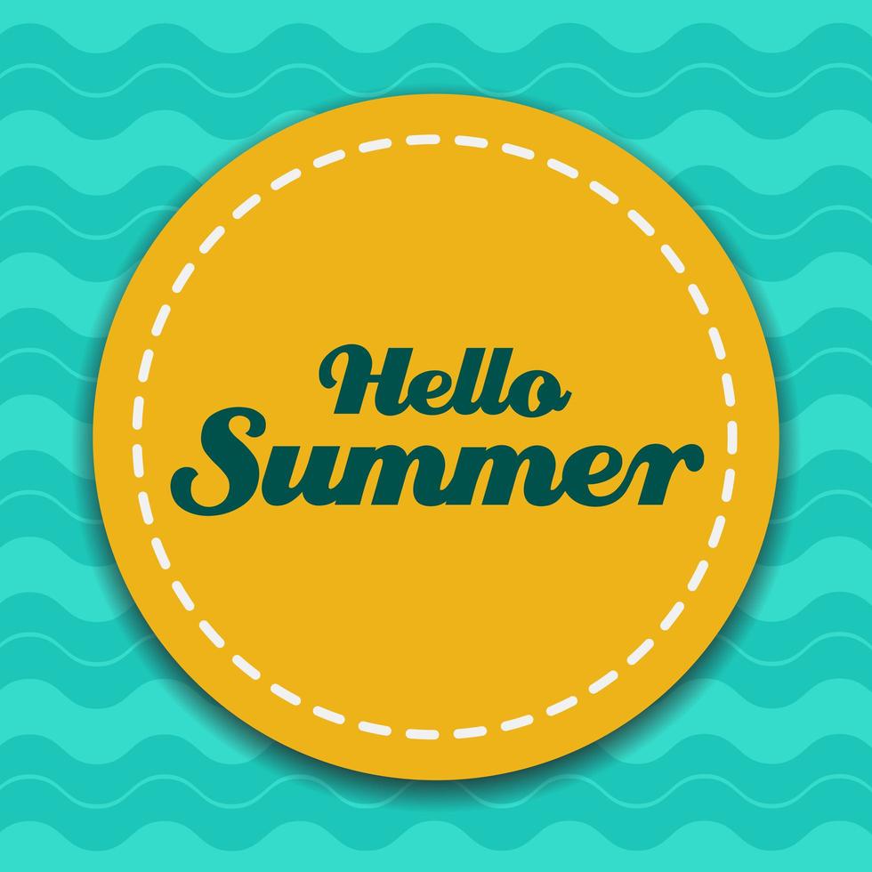 Hello summer sticker on wave design vector