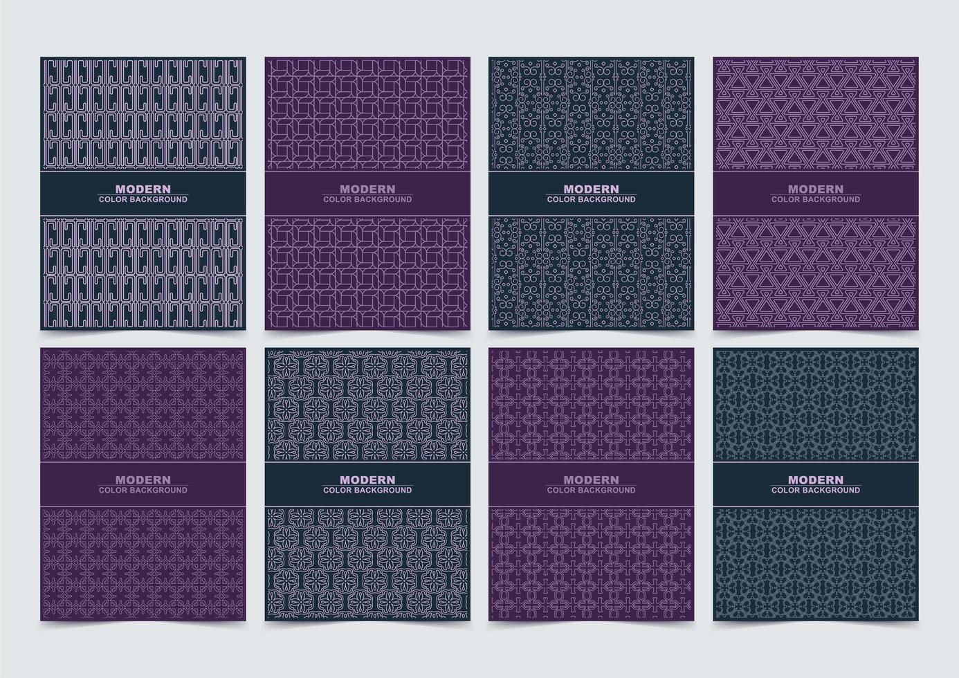 Blue and purple patterned cover set vector
