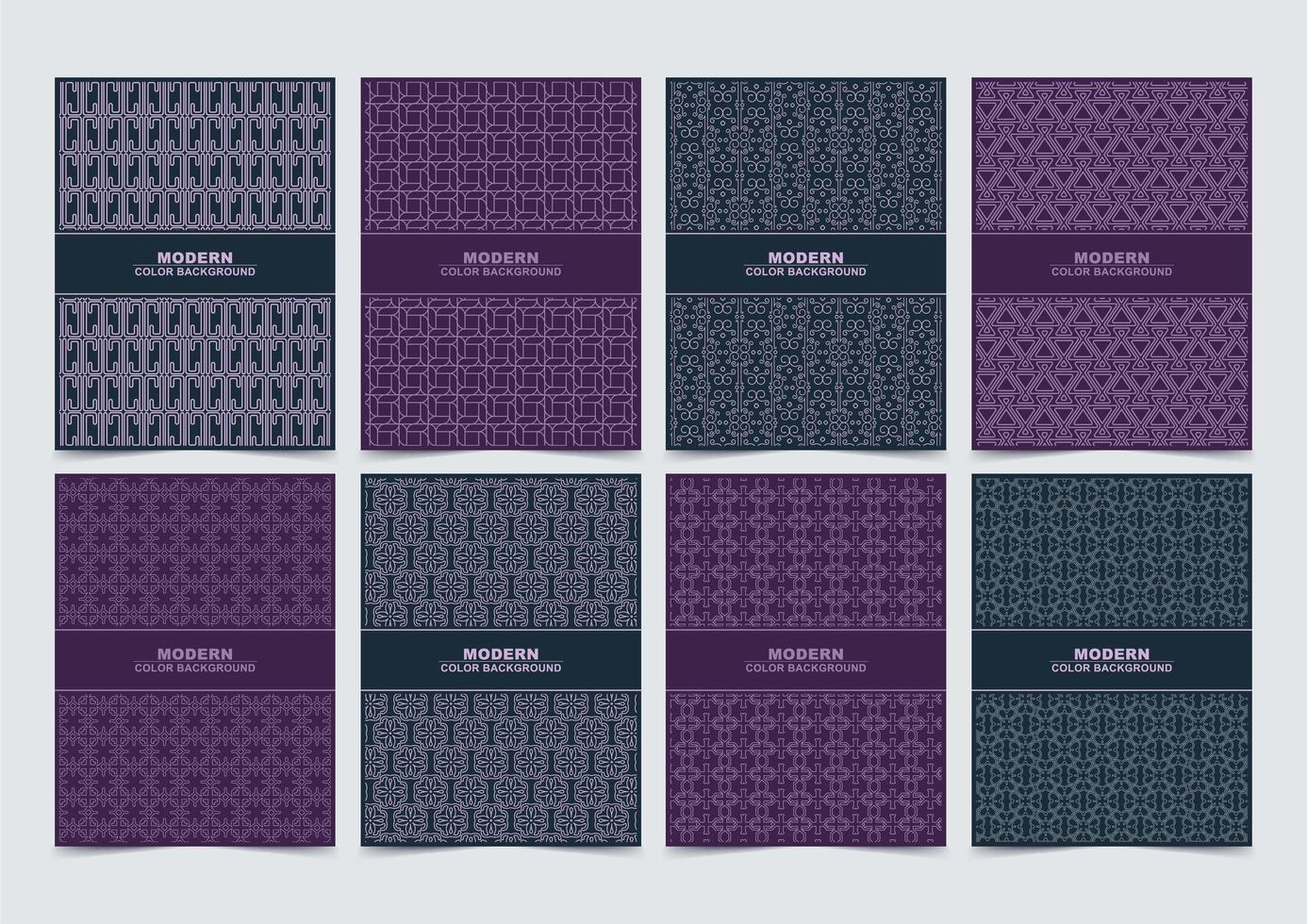 Blue and purple patterned cover set vector
