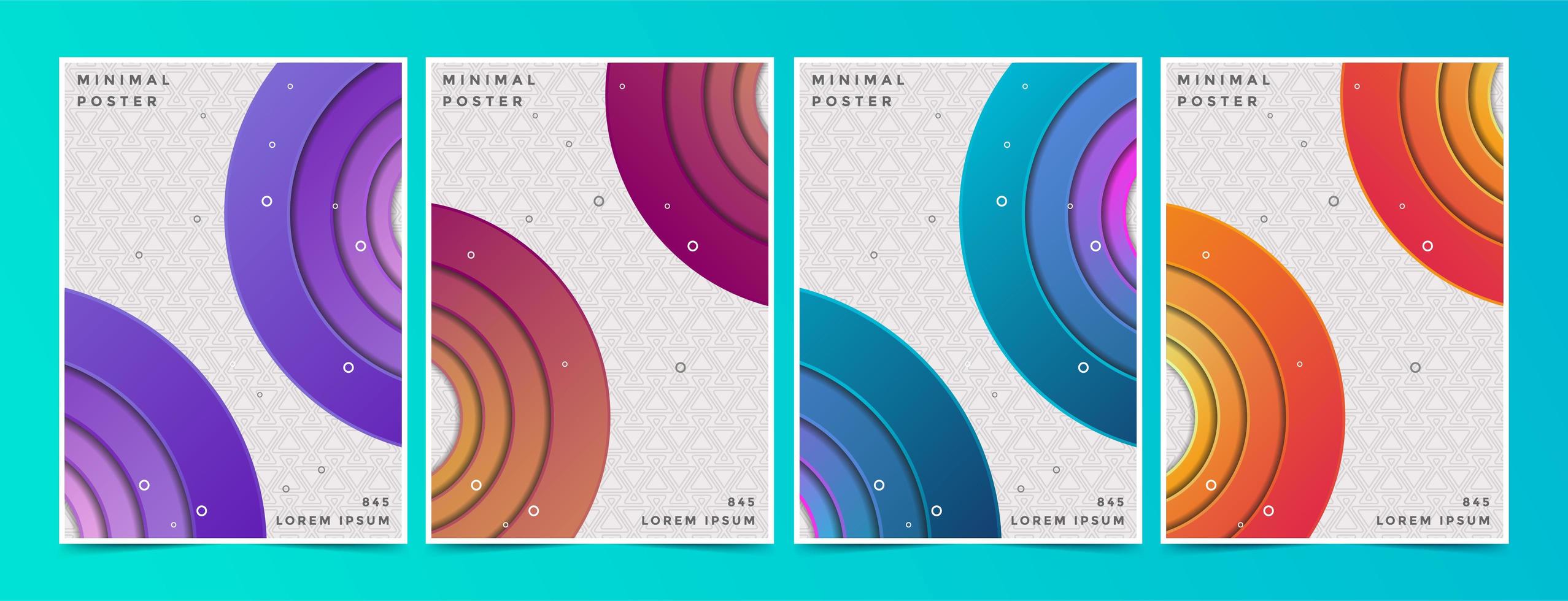 Set of covers with gradient circles on geometric pattern vector