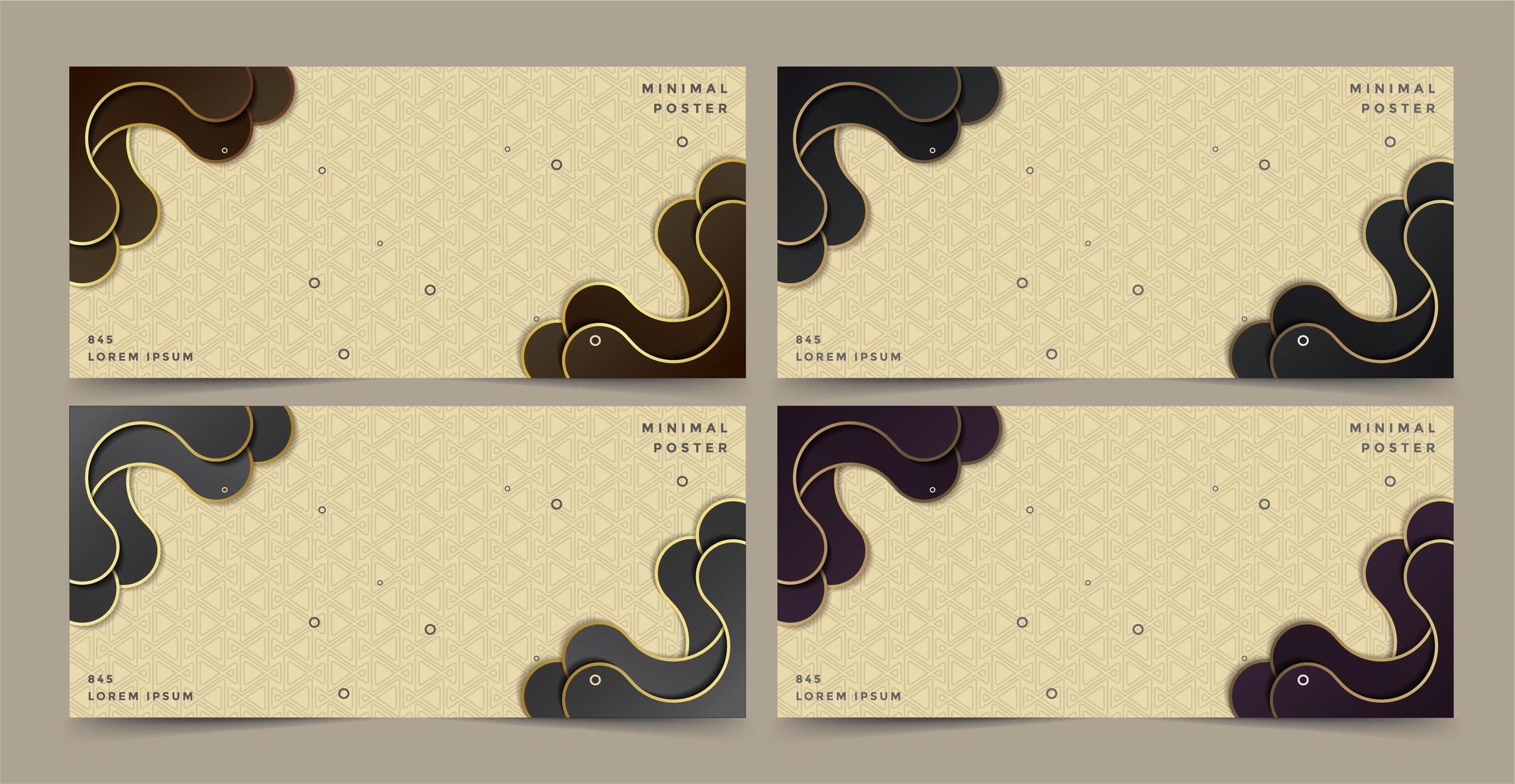 Banners with geometric textures and abstract retro waves vector