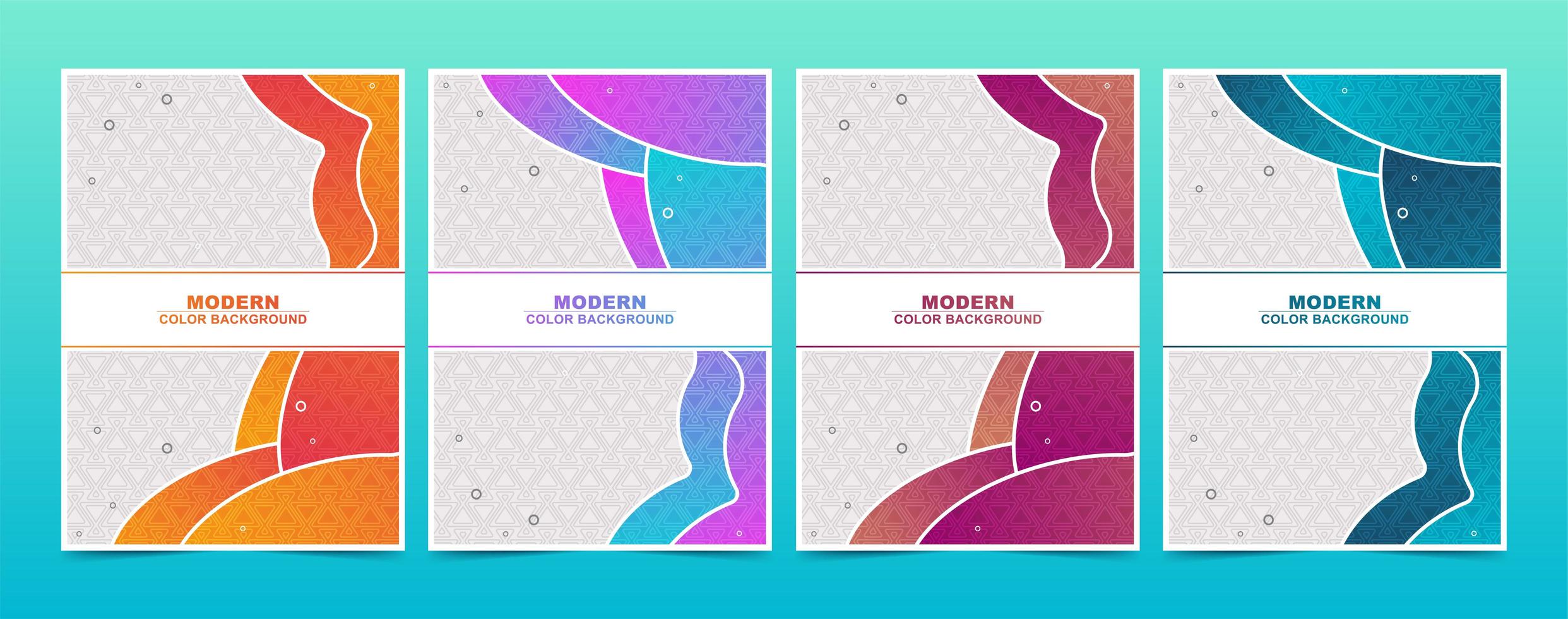 Abstracted wavy layered gradient shape cover set vector