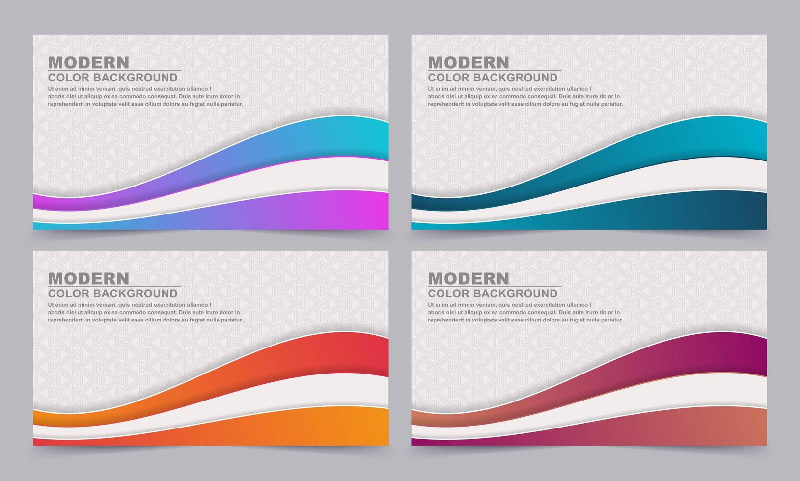 Banners with geometric textures and layered gradient waves vector