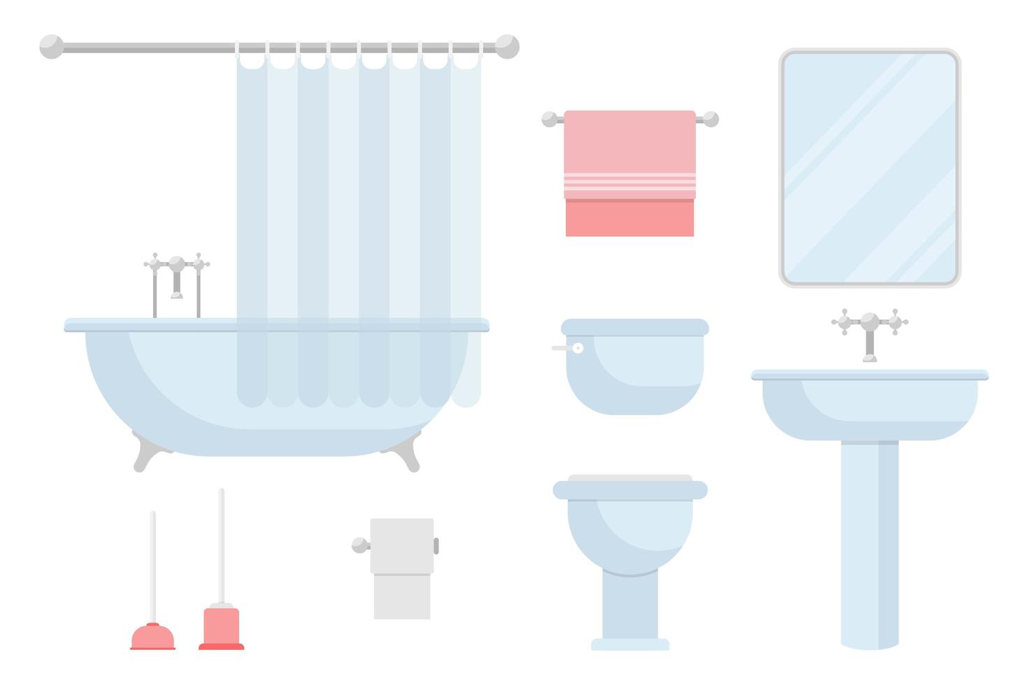 Bathroom fixture and equipment set vector