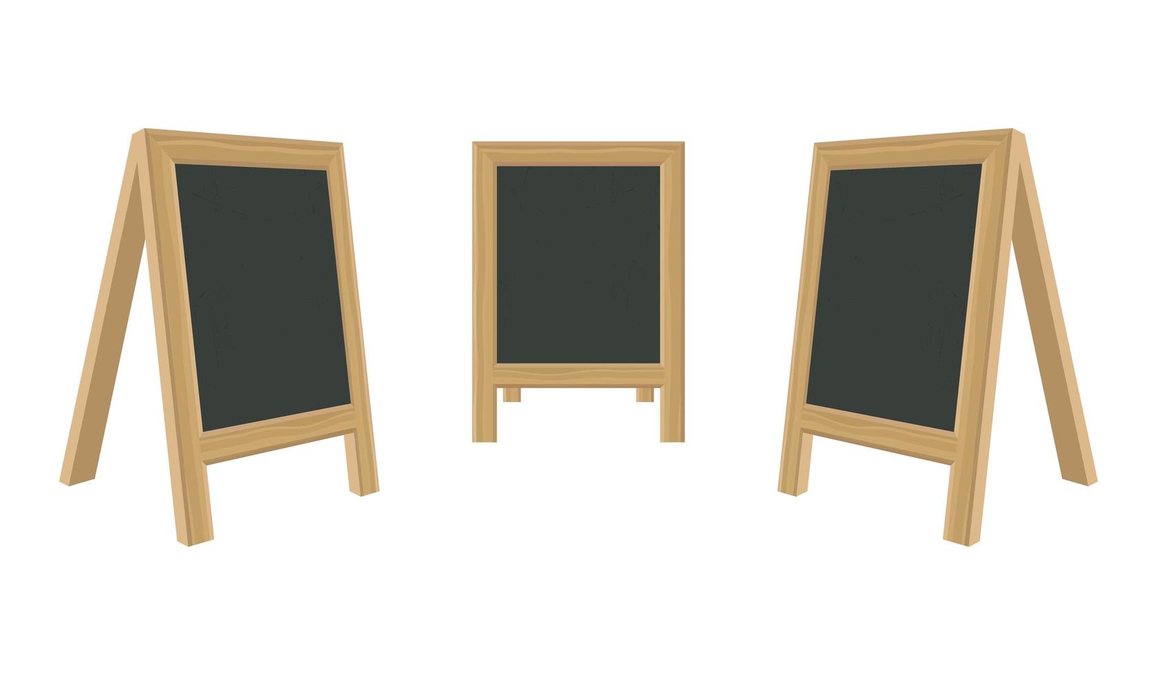 Blackboard for menu with wooden frame set vector