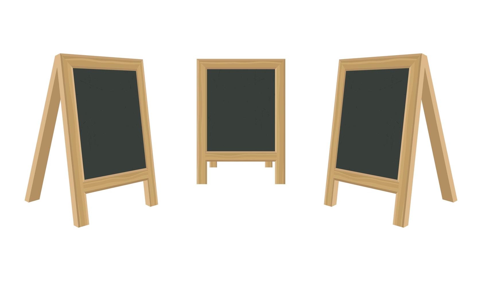 Blackboard for menu with wooden frame set vector