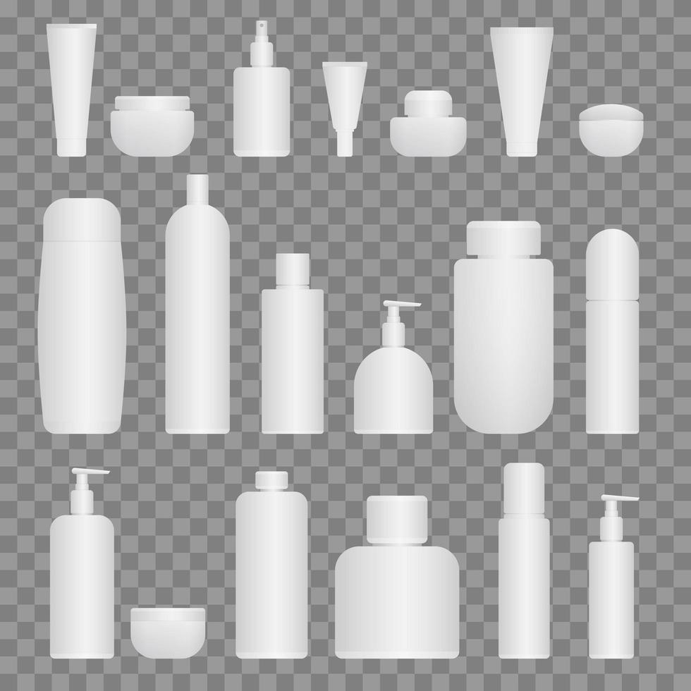 conjunto de botellas de productos cosméticos vector