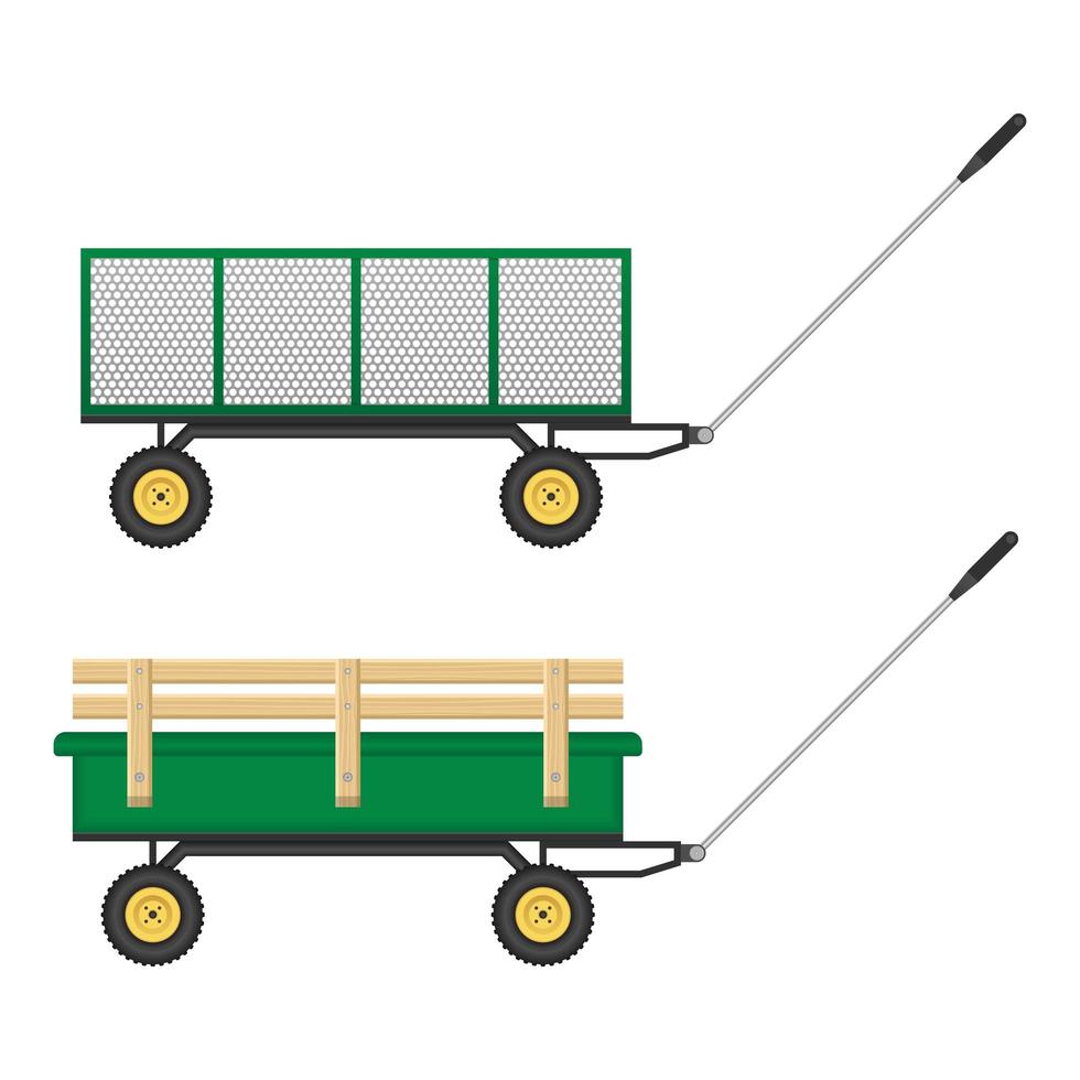 Green garden cart set vector