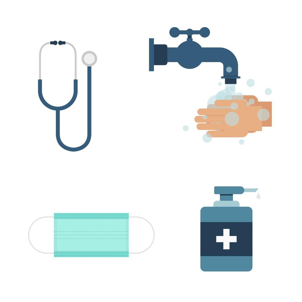 Covid prevention icon set vector