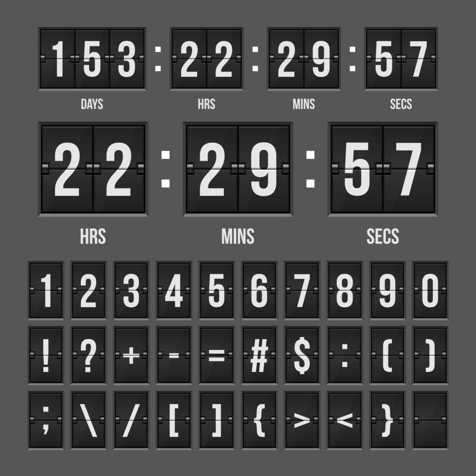 Mechanical scoreboard countdown timer vector