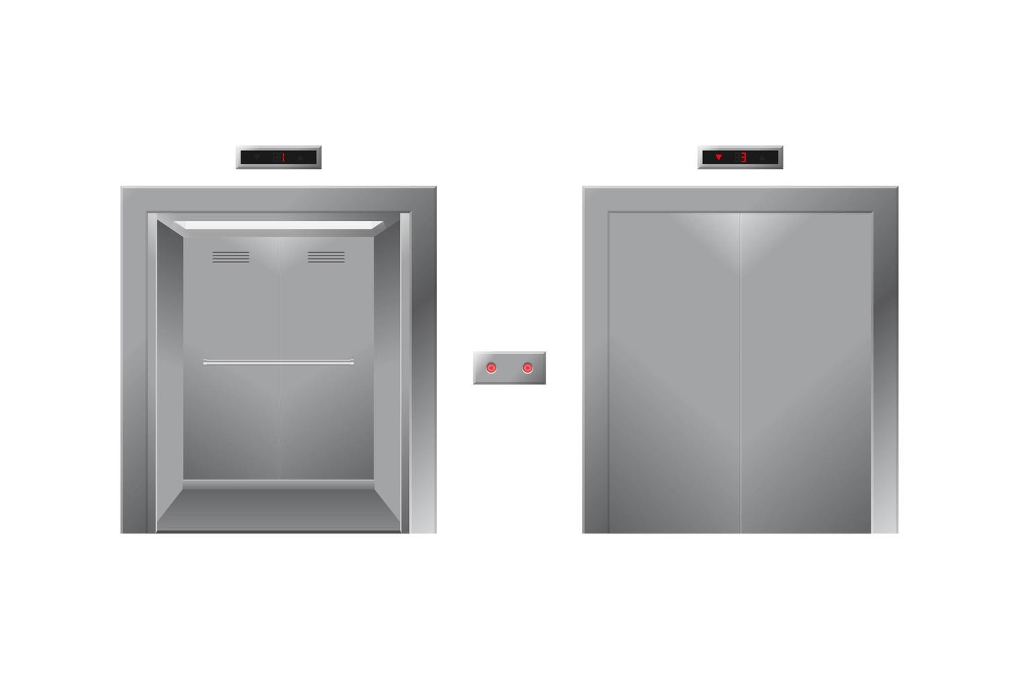 Opened and closed elevator vector