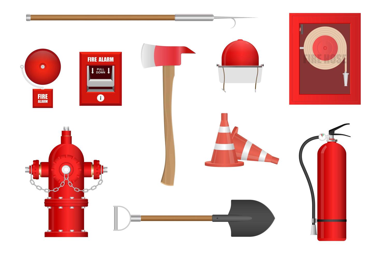 Firefighting equipment set vector