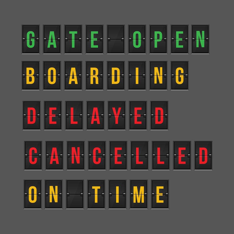 Flight information status signs vector