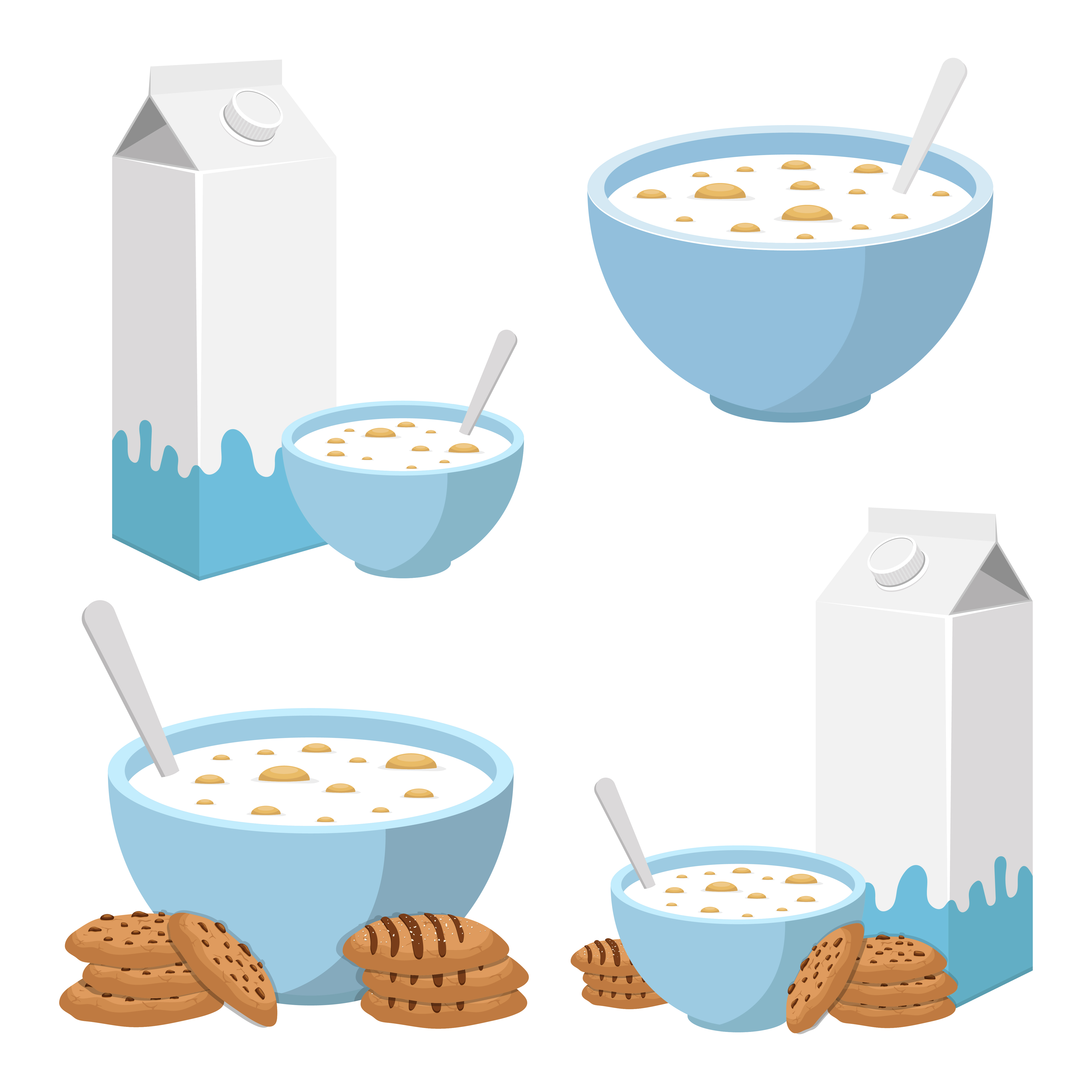 Bowl of cereals with milk isolated on white background 1177074 Vector