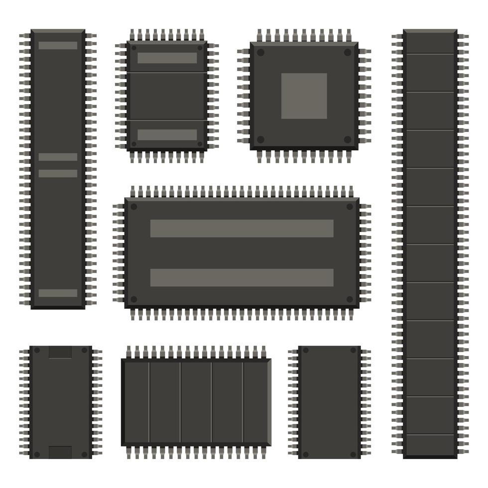 Chip de computadora aislado sobre fondo blanco. vector