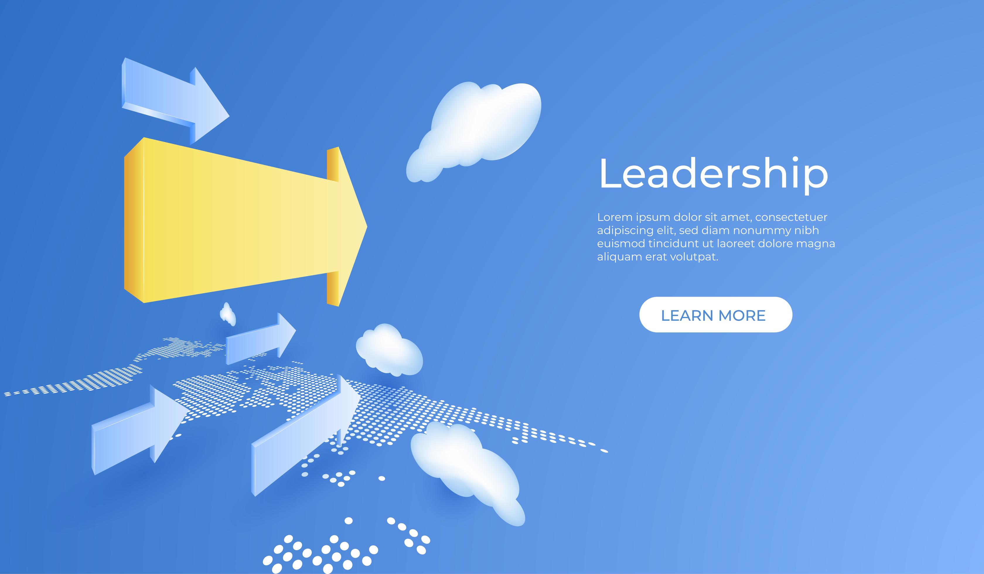 Leadership Concept with Yellow Arrow on Blue Sky 1177091 Vector Art at