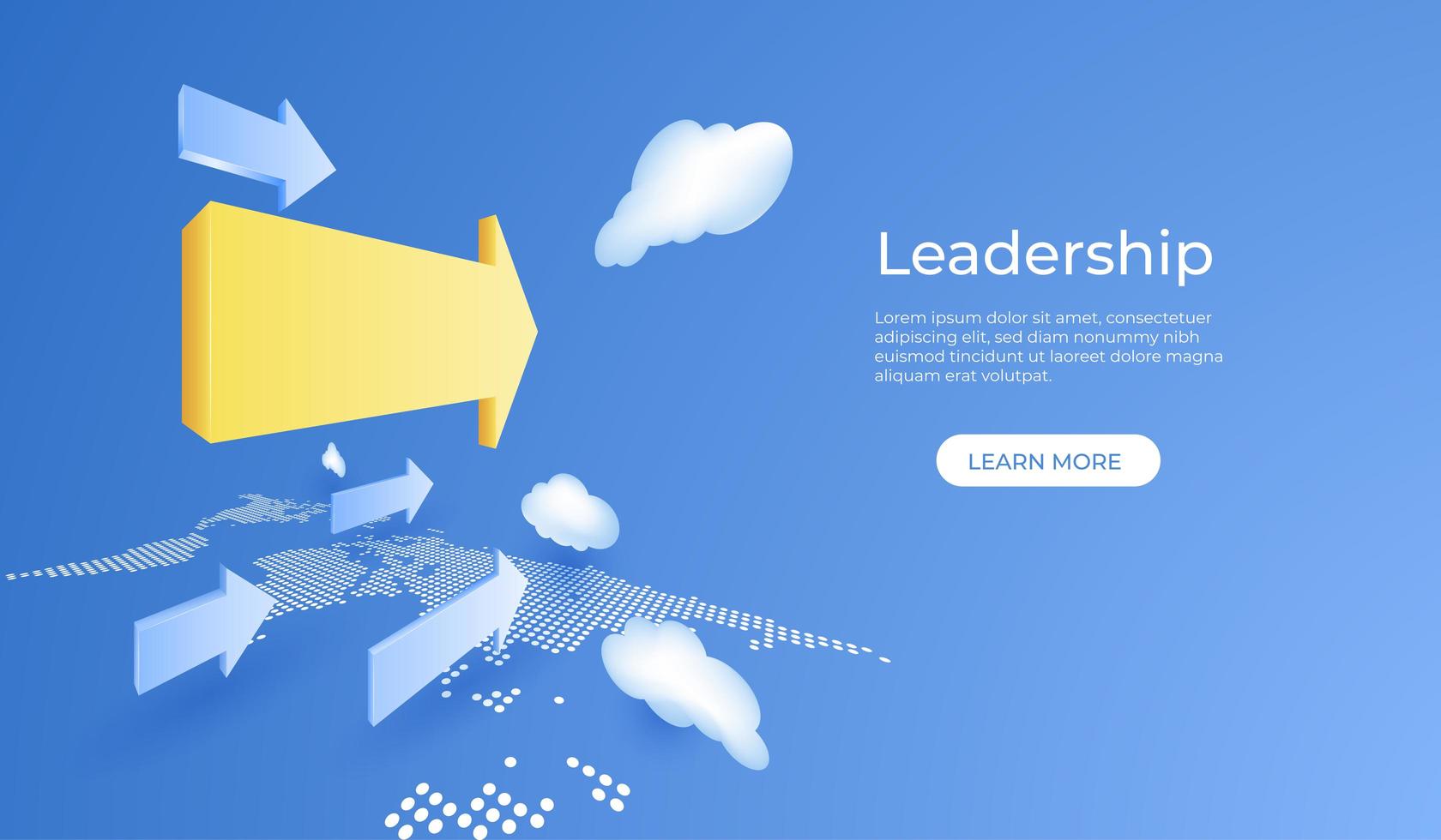 Leadership Concept with Yellow Arrow on Blue Sky vector