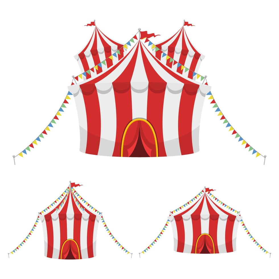 Ilustración de diseño de vector de carpa de circo aislado sobre fondo blanco