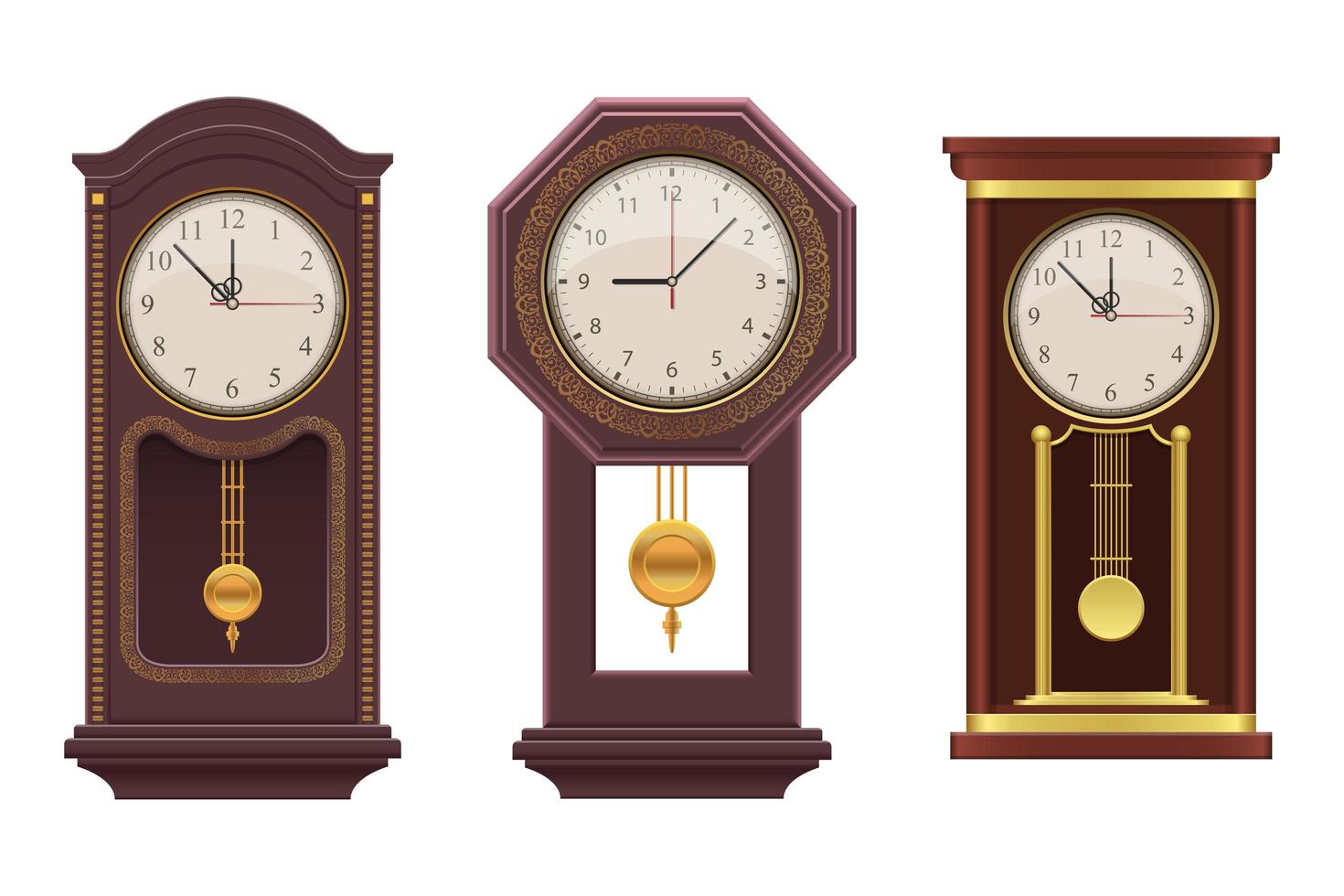 Reloj vintage de péndulo sobre fondo blanco. vector