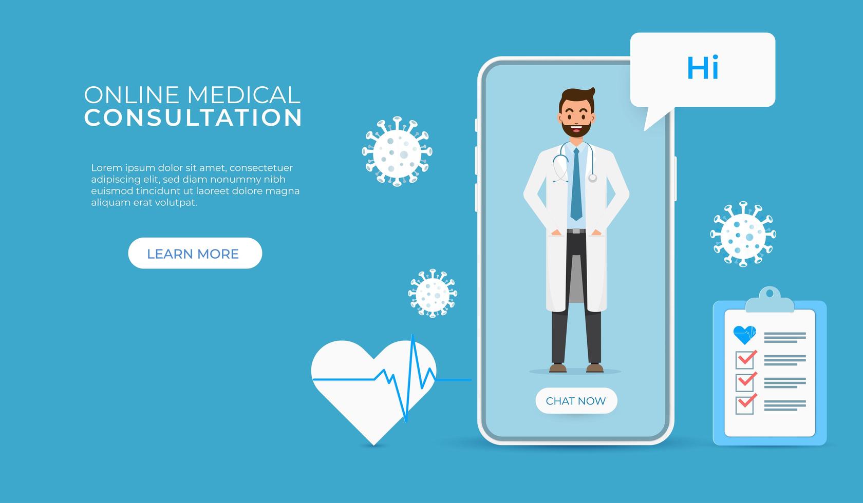  Online Consultation with Doctor Mobile Application Technology Concept vector