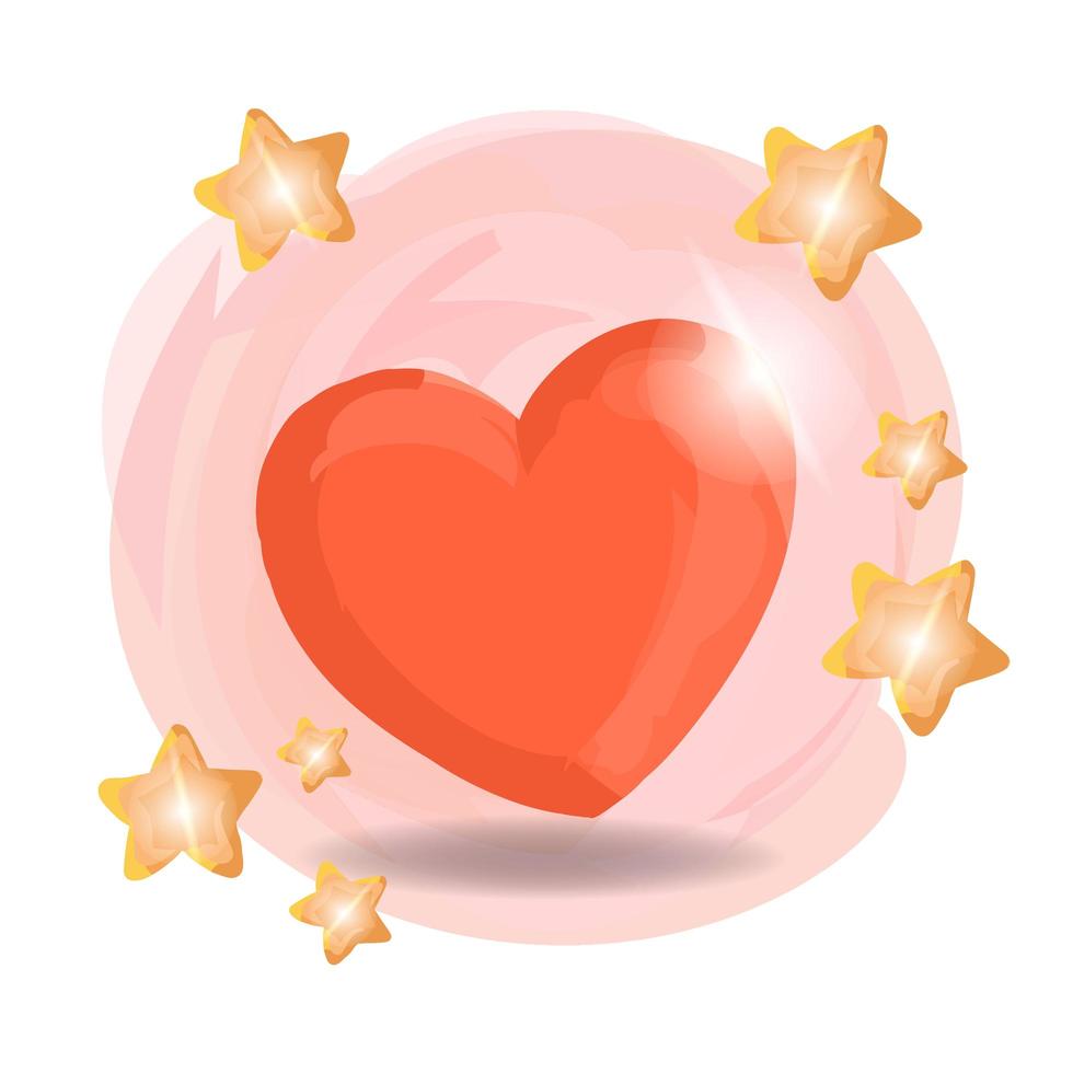 Día de San Valentín corazón con estrellas sobre fondo blanco. vector