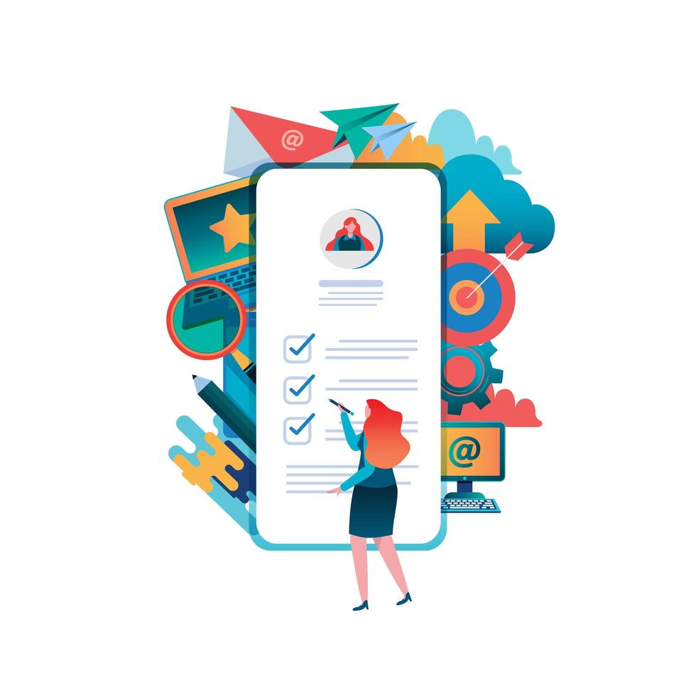 Woman Filling Out Form on Smartphone 1177235 Vector Art at Vecteezy
