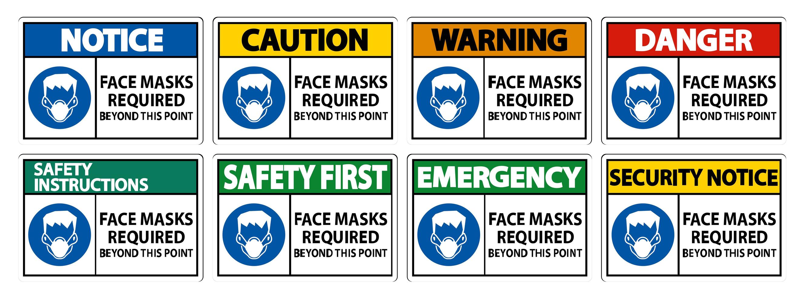 Face Masks Required Beyond This Point Sign Set vector