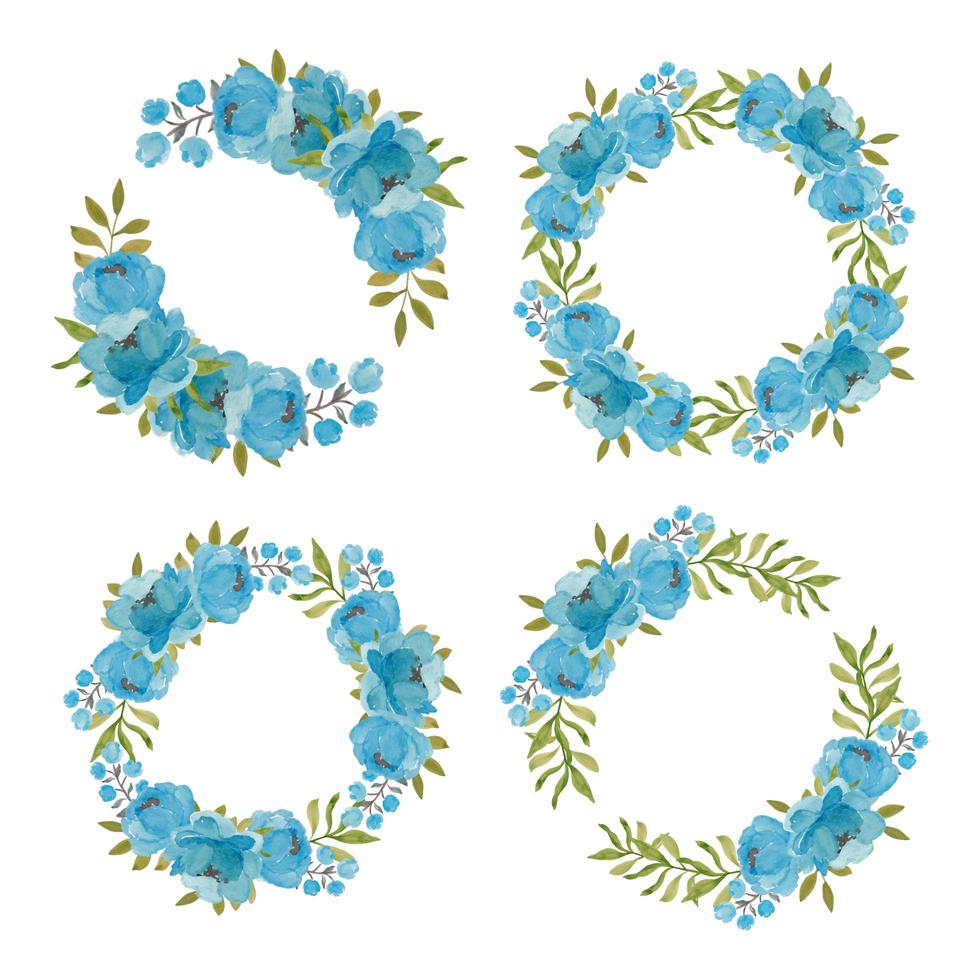 Watercolor hand painted peony flower wreath frame vector
