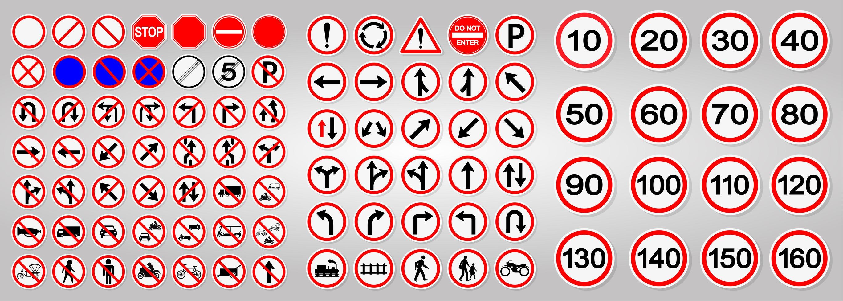 Set of Road and Traffic Warning Signs  vector