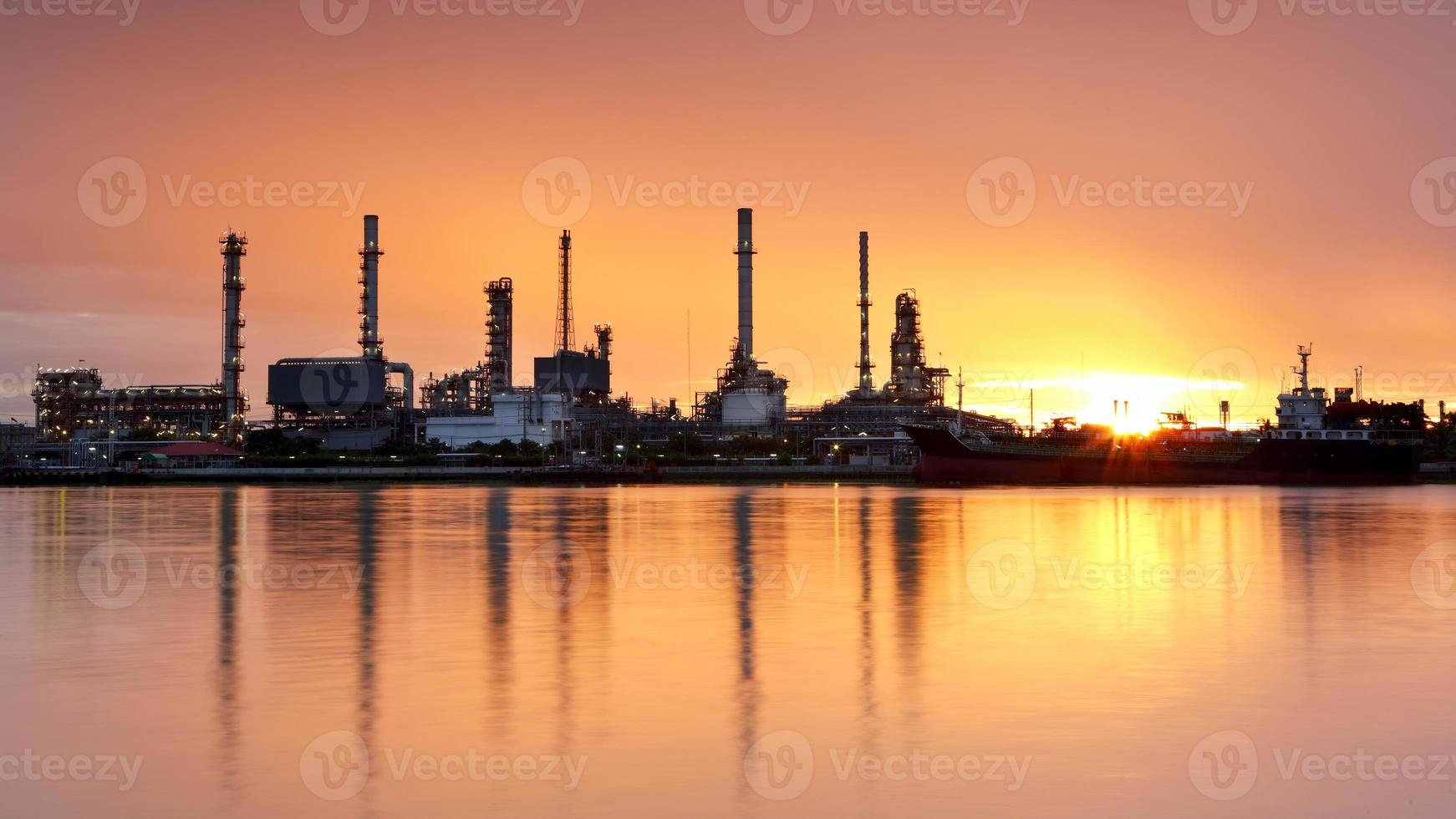 Oil refinery with reflection photo