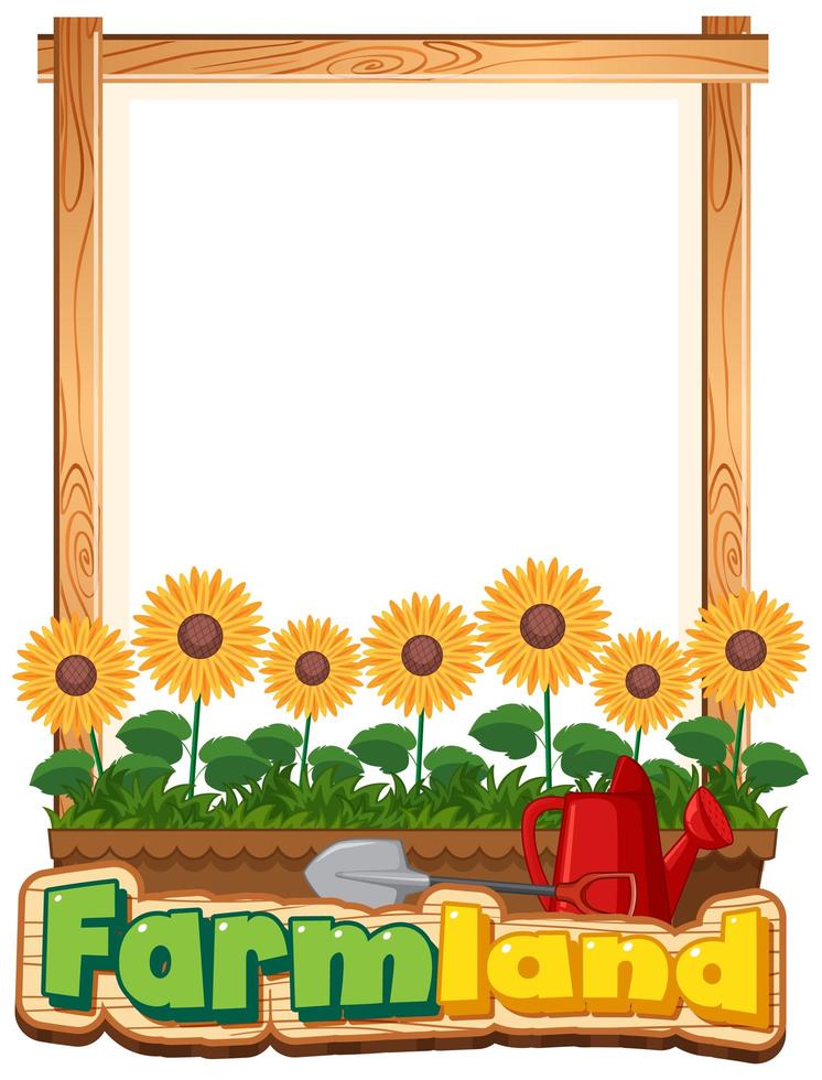 Border Template with Sunflowers in Garden vector