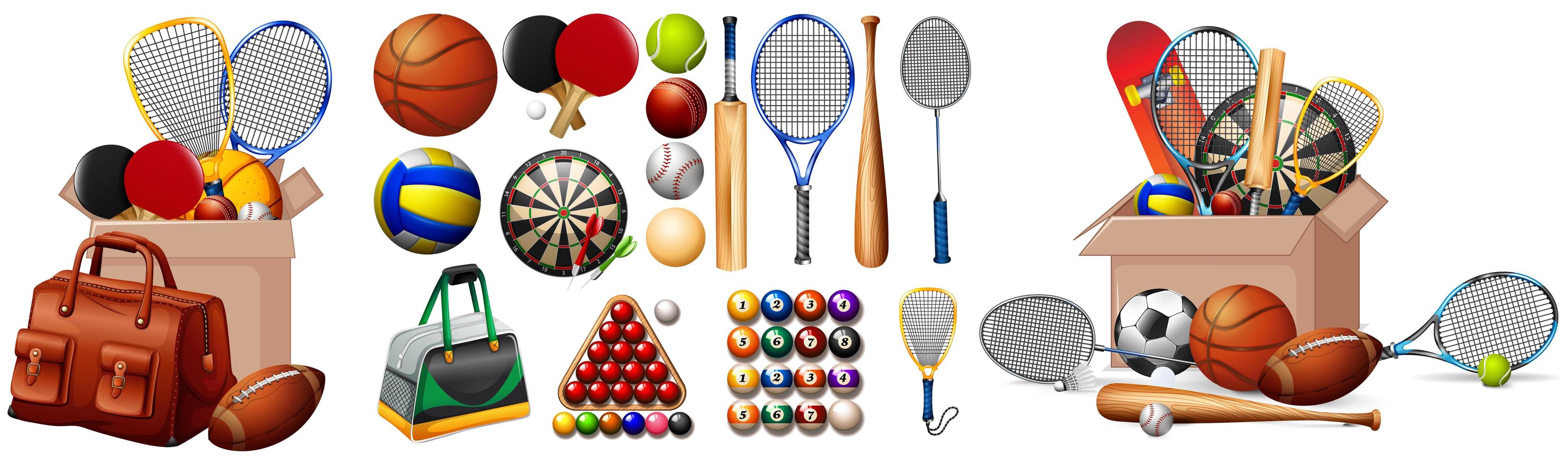 Large set of sport equipments  vector