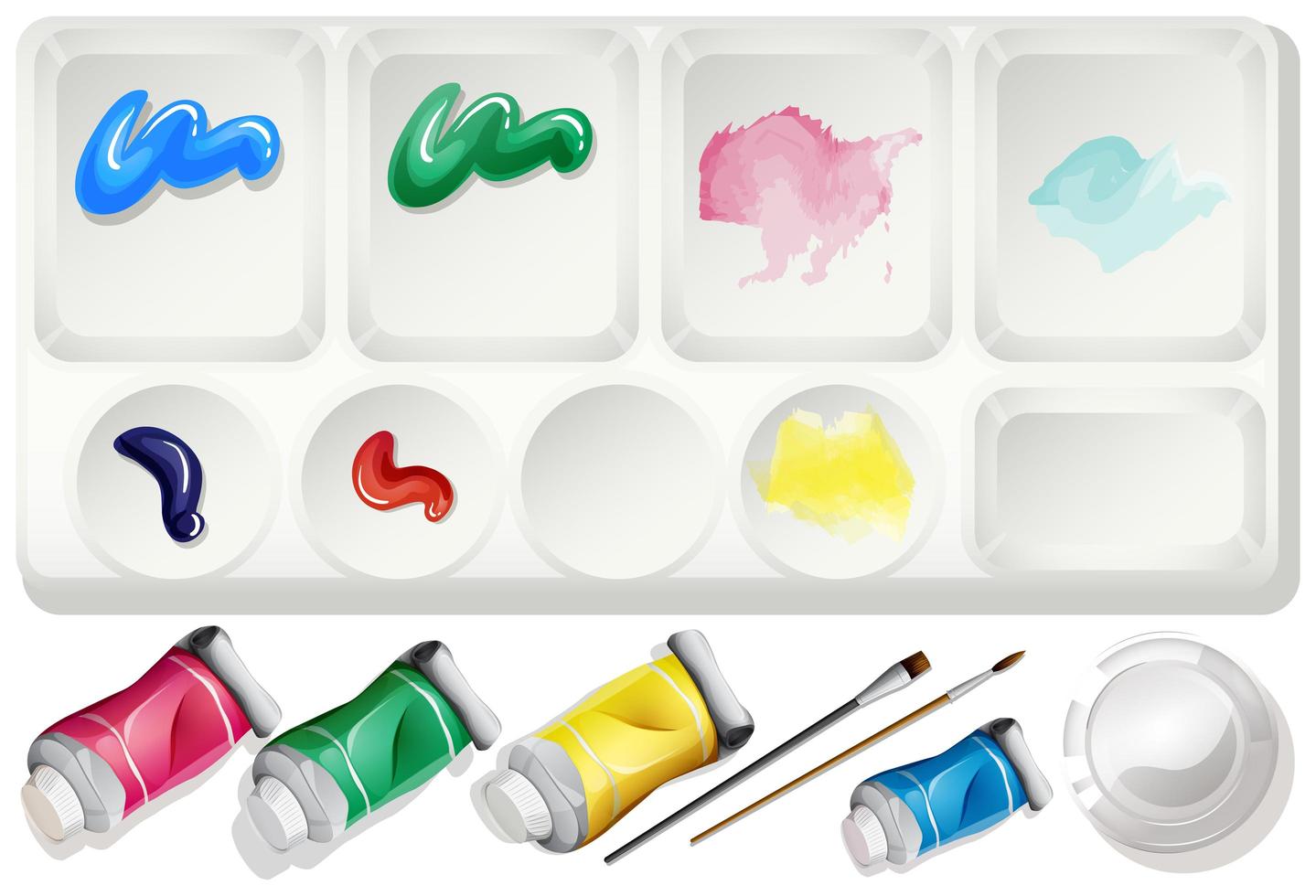 Watercolor Paint and Brush Set vector