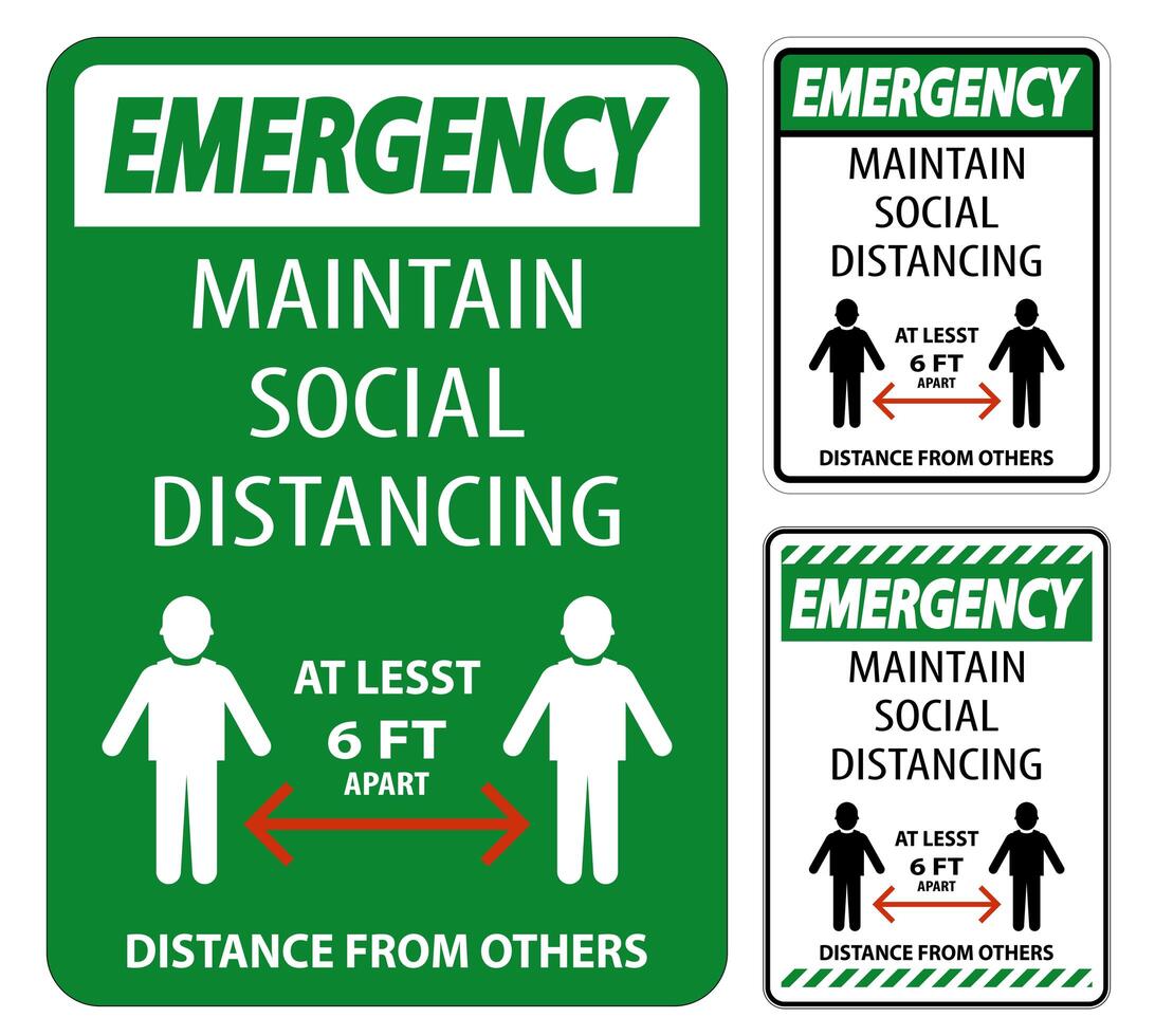 Maintain Social Distancing At Least 6 Ft Sign vector