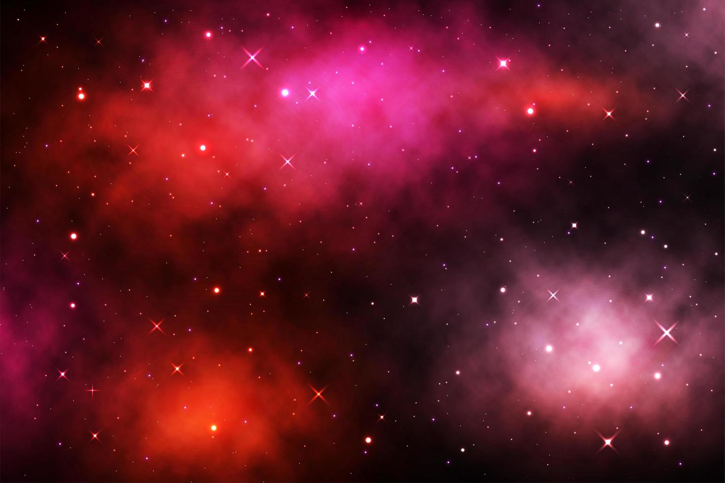 Red galaxy background with shining stars and nebula vector